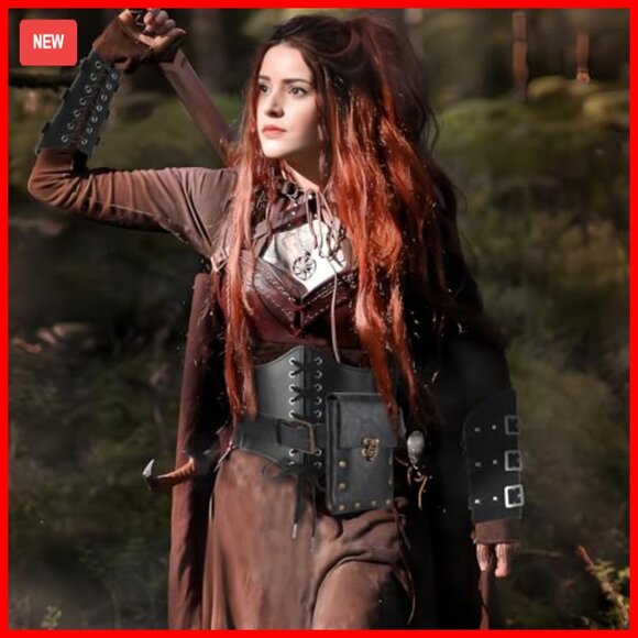 Adjustable PU Leather Corset Belt with Pouch, Medieval Renaissance Costume main image 5